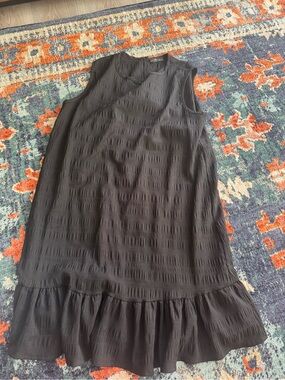SHEIN Black Sleeveless Ruffle-Hem Mini Dress